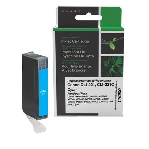 Clover Technologies Group, LLC Remanufactured Cyan Ink Tank (Alternative for Canon 2947B001 CLI-221C) (535 Yield)