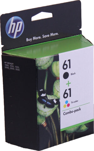 HP 61 (CR259FN) 2-Pack Black/Tri-Color Original Ink Cartridges (190 Black 165 Tri-Color Yield)