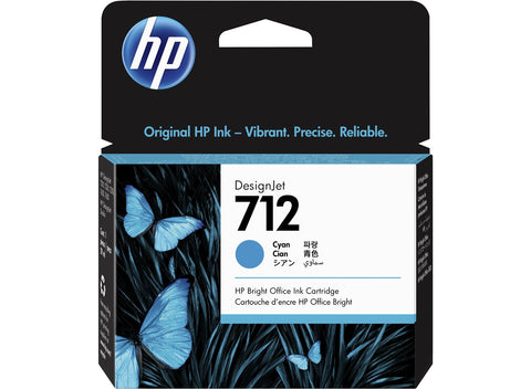 HP HP 712 Cyan 29-ml Genuine Ink Cartridge (3ED67A) for DesignJet T650, T630, T230, T210 & Studio Plotter Printers
