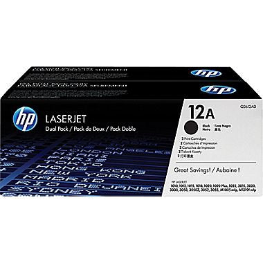 HP 12A (Q2612D) Black 2-pack Original LaserJet Toner Cartridges (4000 Yield)